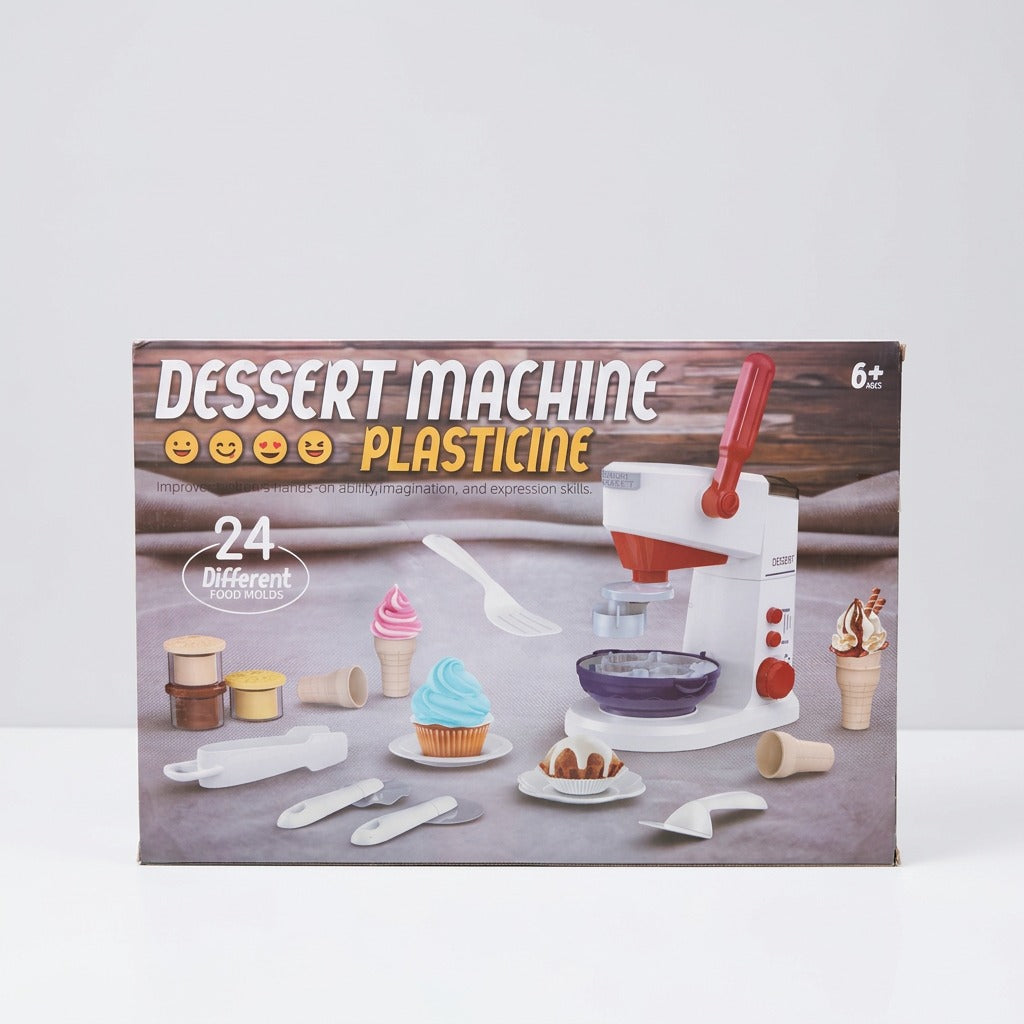 Close-up of the hand-crank press head and the price sticker on the box