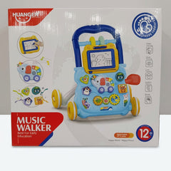 Music Walker box front, Huanger brand, blue walker with activity panel, 12m+ roundel
