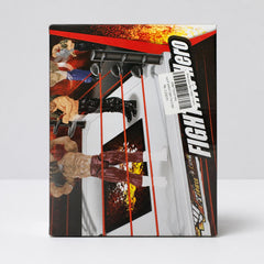 Close-up of the Fighting Hero wrestling box corner, showing the ring ropes, two figures and the price sticker